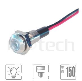 金屬外殼防水指示燈M8,燈罩為霧面透明,防水指示燈型號: ML08-2AL。