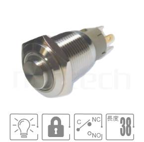 防水帶燈按鍵16mm孔徑,自保持,SPDT,圓型光圈,lock,高圓形防水按鈕,型號: MP16-5ZH。規格:16mm孔徑,環型LED,1NO1NC1COM,自鎖高圓形,自鎖型,高圓形。