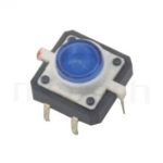 PB-512 系列-帶燈輕觸開關LED Tact Switch ,圓形按柄,立式,DIP ,帶燈圓形帽蓋 ,尺寸 12x12,版上高度7.2mm ,Φ8 按鍵面