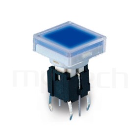 PB-520-3T 系列-輕觸帶燈開關Illuminated Switch ,方形鍵帽,立式,DIP ,7PIN,layout 5.08,5.4 ,尺寸 6x6,版上高度14.2mm ,10x10 正方形鍵帽