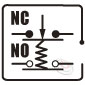 小圖示-標示金屬按鈕防水開關 接點排列組合是 1NO+1NC 一組常開接點加上一組常閉接點 常態斷開加上常態導通的接點