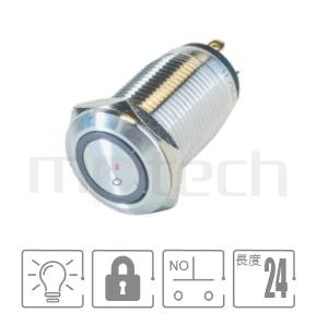 小型自鎖12mm圓形環狀LED帶燈防水金屬按鍵- MP12S-4ZF系列 | 鉑達MP16TECH專業金屬開關