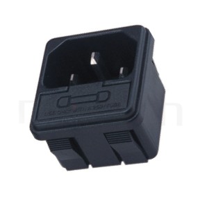 圖示呈現交流插座AC INLET/OUTLET ,簡略規格:C14-插座+保險絲-二合一插座,電源插座帶fuse-鉑達型號: JR-101-1FS-AC