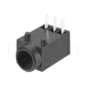 HDC-522 系列-DC電源插座DC JACK ,90度 90° DIP ,Center pin Ø1.3 mm 中心針 Ø1.3 mm ,外圓 孔徑 5 ,L 11 x W 6 x H 5 ,板上高度 5mm