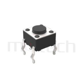 HTS-45PA Series 零件外觀造型示意圖，呈現產品: 4.5x4.5，DIP插版型，碰觸開關的零件外型圖，可藉由圖片確認開關是否適用。 HTS-45PA產品規格為: 4.5x4.5，DIP銲接，垂直立式，圓頭，H高度:3.8mm~7.1mm，常用款。碰觸開關各種柄長可選擇、敏銳的接觸手感、接觸電阻小、精確的操作力誤差、規格多樣化、使用壽命長、高精密度