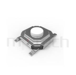 HTS-52MB Series 零件外觀造型示意圖，呈現產品: 5X5，SMD件，碰觸開關的零件外型圖，圖片用來確認零件適用程度。 HTS-52MB產品規格為: 5X5，SMD封裝，直立形，圓頭，版上高度:1.5mm~4.3mm，薄型防塵SMD，防塵金屬殼。觸鍵開關各種柄長可選擇、敏銳的接觸手感、接觸電阻小、精確的操作力誤差、規格多樣化、使用壽命長、高精密度