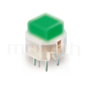 輕觸帶燈開關Illuminated Switch ,立式,DIP ,小型帶燈 ,12X12,版上高度9.8mm ,12X11.4方形帽蓋-型號: PB-211