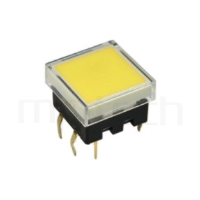 帶燈按鈕開關LED Pushbutton Switch ,立式,DIP ,全平面照光 ,13.4X13.4,版上高度8.9mm ,13.4X13.4正方形帽蓋-型號: PB-212+CAP