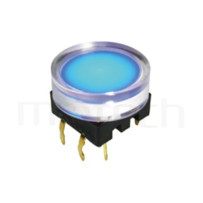 輕觸帶燈開關Illuminated Switch ,立式,DIP ,全平面照光 ,Φ17鍵帽,版上高度10mm ,17mm鍵帽-型號: PB-215+CAP