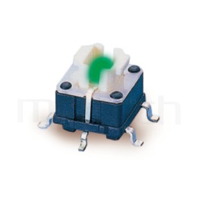 帶燈按鈕開關LED Pushbutton Switch ,立式,SMD ,帶燈基座 ,6.8X6.8,版上高度7mm ,4x3.6按鍵面-型號: PB-414