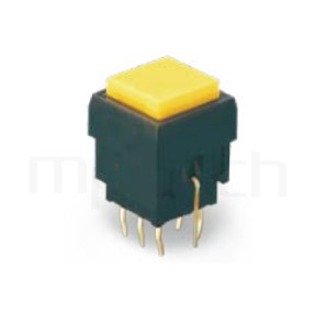 是一款帶燈自鎖開關 Lock LED Push Switch ,立式,DIP ,方形鍵帽 , 8.5x8.5,版上高度12.5mm ,7.5x7.5 按鍵面- 型號: PB-310-3T1B