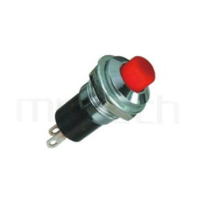 PS-005 系列-復歸按鈕開關Momentary Push button Switch,圓形, 螺母固定,復歸/無鎖/回彈/無段 ,OFF-(ON),SPST,1P1T迴路 ,總長度23mm