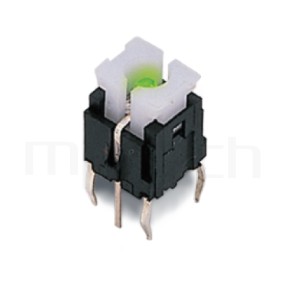 輕觸帶燈開關Illuminated Switch ,立式,DIP ,多款帽蓋搭配 ,6x6,版上9.5mm ,5.8x4.5按鍵面-型號: PB-520