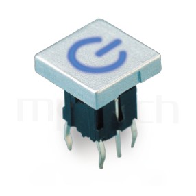 帶燈輕觸按鈕開關Illuminated Push Button ,立式,DIP ,多款帽蓋搭配 ,10mm正方型帽蓋 ,10x10正方形鍵帽-型號: PB-520-31P