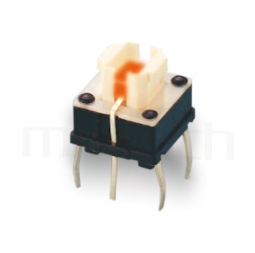 帶燈按鈕開關LED Pushbutton Switch ,立式,DIP ,多款帽蓋搭配 ,6.8x6.8,版上7mm ,4x4.6按鍵面-型號: PB-572