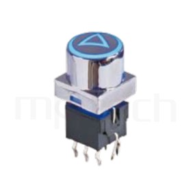 產品是自鎖帶燈按鈕開關lock LED Pushbutton Switch ,立式,DIP ,圓形鍵帽 , 8.5x8.5,版上高度19.8mm ,Φ10 按鍵面- 型號: PB-310-B1D