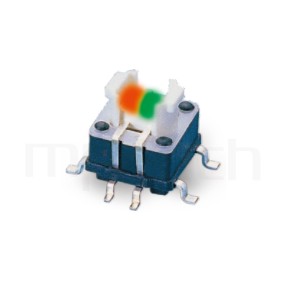 輕觸帶燈開關Illuminated Switch ,立式,SMD ,双色款 ,6.4x6.4,版上7mm ,5.4x3.7按鍵面-型號: HFD-415TP