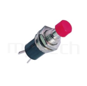 PS-003 系列-塑膠按鈕開關Push button ,圓形, 螺母固定,復歸/無鎖/回彈/無段 ,OFF-(ON),SPST,1P1T迴路 ,總長度28mm