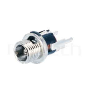 HDC-565 系列-直流電源插座DC JACK ,180度 180° DIP ,Center pin Ø2.0 / Ø2.5 mm ,外圓 孔徑 8.1 ,L 14 Ø11 ,螺牙外徑Ø8