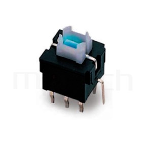 為一款帶燈開關 Illuminated Pushbuttons ,立式,DIP ,帶燈基座 , 8.5x8.5,版上高度10mm ,4x5 按鍵面- 型號: PB-310